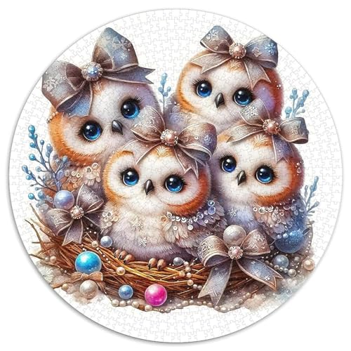 Eule 1000 Teile Rundes Puzzle Stressabbau Tier Geschenk Puzzlespiele Für Erwachsene Und Kinder 1000pcs (67.5x67.5cm) von ZXOAWQX
