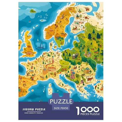 Europäische Karte 1000 Teile Puzzles DekoRatteion Lernspiel Herausforderung Spielzeug Für Erwachsene Tolle Geschenkidee 70x50cm/1000pcs von ZXOAWQX