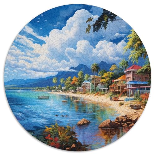 Ferienbucht 1000 Teile Rundes Puzzle Kreatives Geschenk Unmögliches Spiel Für Erwachsene Und Kinder 1000pcs (67.5x67.5cm) von ZXOAWQX