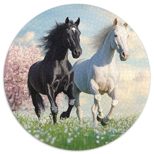 Fine Pferd 1000 Teile Rundes Puzzle Kreatives Geschenk Puzzlespiele Für Erwachsene Und Kinder 1000pcs (67.5x67.5cm) von ZXOAWQX