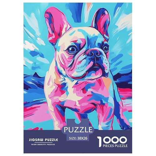 Französischer Bullhund 1000 Teile Puzzles Clevere Kreative Unterhaltung Für Erwachsene Und Kinder Ab 12 Jahren Tolle Geschenkidee 38x26cm/1000pcs von ZXOAWQX