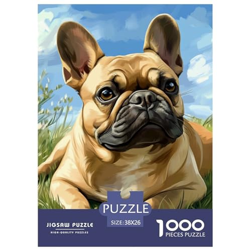 Französischer Bullhund 1000 Teile Puzzles Dekoration Klassisches Lernspiel Für Erwachsene Und Kinder Ab 12 Jahren Tolle Geschenkidee 38x26cm/1000pcs von ZXOAWQX