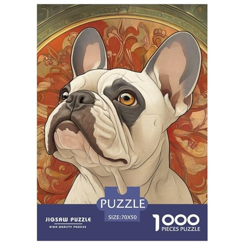 Französischer Bullhund 1000 Teile Puzzles Dekoration Lernspiel Herausforderung Spielzeug Für Die Ganze Familie Tolle Geschenkidee 70x50cm/1000pcs von ZXOAWQX