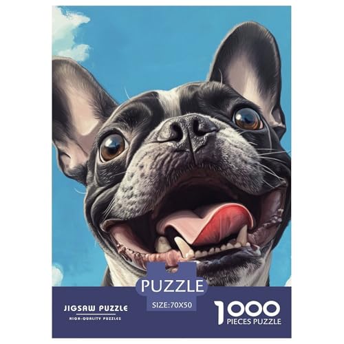 Französischer Bullhund 1000 Teile Puzzles Puzzlespiele EIN Herausforderndes Für Erwachsene Und Kinder Ab 12 Jahren Tolle Geschenkidee 70x50cm/1000pcs von ZXOAWQX