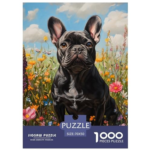Französischer Bullhund 1000 Teile Puzzles Puzzlespiele Klassisches Lernspiel Für Erwachsene Tolle Geschenkidee 70x50cm/1000pcs von ZXOAWQX