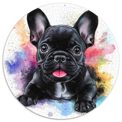 Französischer Bullhund 1000 Teile Rundes Puzzle Kreatives Geschenk Unmögliches Spiel Für Die Ganze Familie 1000pcs (67.5x67.5cm) von ZXOAWQX