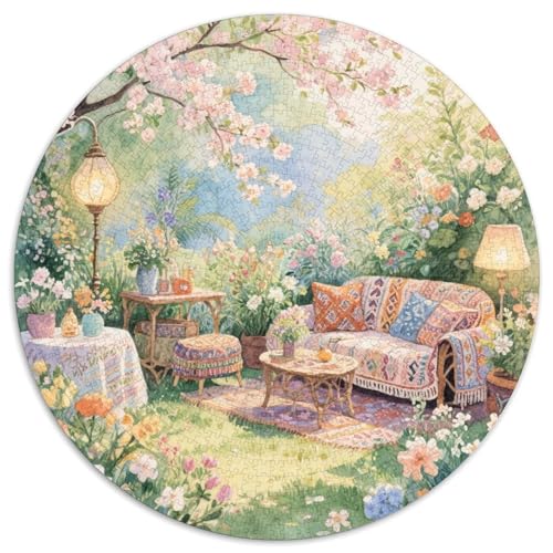 Frühling 1000 Teile Rundes Puzzle Kreatives Landschaft Geschenk Anspruchsvoll Für Erwachsene Und Kinder 1000pcs (67.5x67.5cm) von ZXOAWQX