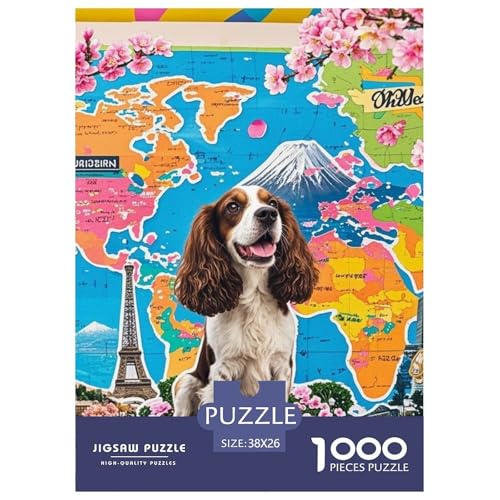 Frühlinger Spaniel 1000 Teile Puzzles Süße Haustiere Dekoration Kreative Unterhaltung Für Erwachsene Und Kinder Ab 12 Jahren Tolle Geschenkidee 38x26cm/1000pcs von ZXOAWQX