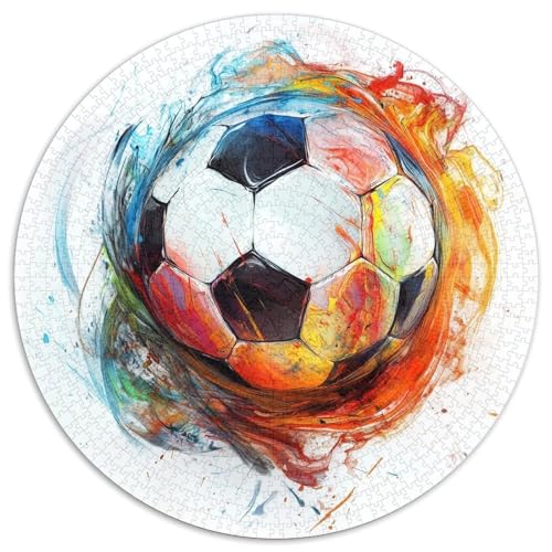 Fußball 1000 Teile Rundes Puzzle Stressabbau Geschenk Unmögliches Spiel Für Die Ganze Familie 1000pcs (67.5x67.5cm) von ZXOAWQX