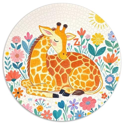 Giraffe 1000 Teile Rundes Puzzle Kreatives Tier Geschenk Unmögliches Spiel Für Erwachsene Und Kinder 1000pcs (67.5x67.5cm) von ZXOAWQX