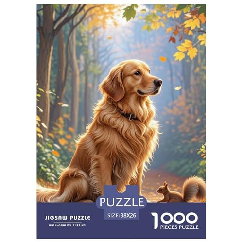 Goldener Retriever 1000 Teile Puzzles Hund Clevere Lernspiel Herausforderung Spielzeug Für Erwachsene Und Kinder Ab 12 Jahren Tolle Geschenkidee 38x26cm/1000pcs von ZXOAWQX