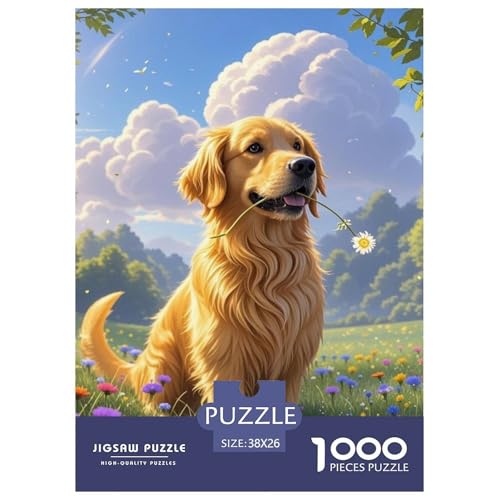 Goldener Retriever 1000 Teile Puzzles Hund Puzzlespiele Klassisches Lernspiel Für Erwachsene Tolle Geschenkidee 38x26cm/1000pcs von ZXOAWQX