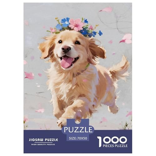 Goldener Retriever 1000 Teile Puzzles Hund Puzzlespiele Kreative Unterhaltung Für Erwachsene Tolle Geschenkidee 70x50cm/1000pcs von ZXOAWQX