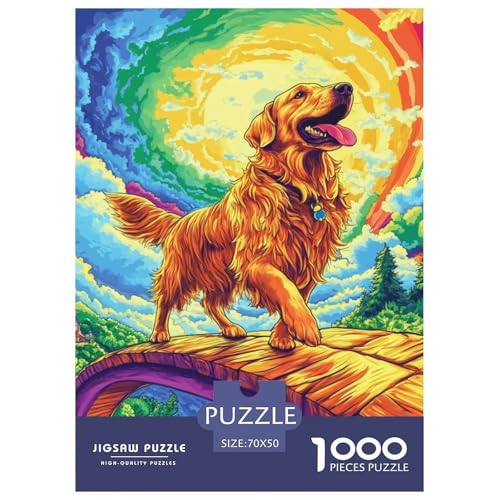 Goldener Retriever 1000 Teile Puzzles Puzzlespiele Klassisches Lernspiel Für Erwachsene Tolle Geschenkidee 70x50cm/1000pcs von ZXOAWQX