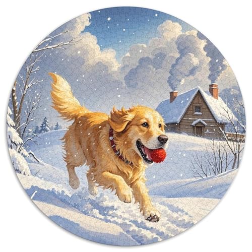 Goldener Retriever 1000 Teile Rundes Puzzle Kreatives Hund Geschenk Unmögliches Spiel Für Die Ganze Familie 1000pcs (67.5x67.5cm) von ZXOAWQX