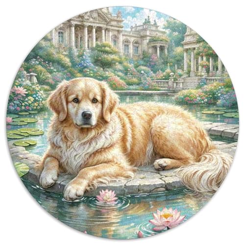 Goldener Retriever 1000 Teile Rundes Puzzle Kreatives Hund Geschenk Unmögliches Spiel Für Die Ganze Familie 1000pcs (67.5x67.5cm) von ZXOAWQX