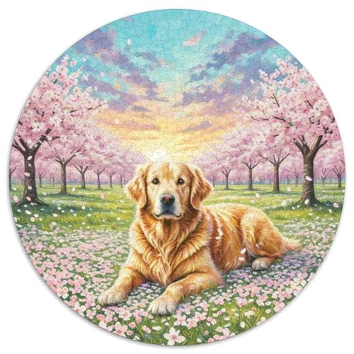 Goldener Retriever 1000 Teile Rundes Puzzle Stressabbau Hund Geschenk Erwachsene Anspruchsvoll Für Die Ganze Familie 1000pcs (67.5x67.5cm) von ZXOAWQX