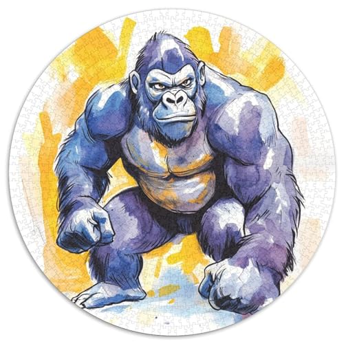 Gorilla 1000 Teile Rundes Puzzle Stressabbau Jigsaw Geschenk Unmögliches Spiel Für Erwachsene Und Kinder 1000pcs (67.5x67.5cm) von ZXOAWQX