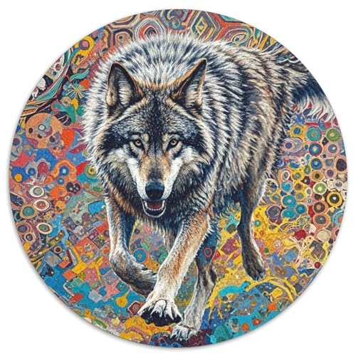 Grauer Wolf 1000 Teile Rundes Puzzle Stressabbau Tier Geschenk Erwachsene Anspruchsvoll Für Die Ganze Familie 1000pcs (67.5x67.5cm) von ZXOAWQX