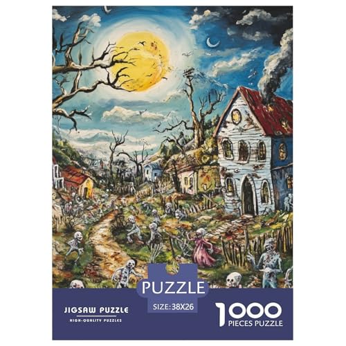 Halloween Dorf 1000 Teile Puzzles Clevere Klassisches Lernspiel Für Erwachsene Und Kinder Ab 12 Jahren Tolle Geschenkidee 38x26cm/1000pcs von ZXOAWQX