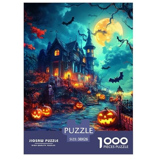 Halloween Dorf 1000 Teile Puzzles Clevere Kreative Unterhaltung Für Erwachsene Und Kinder Ab 12 Jahren Tolle Geschenkidee 38x26cm/1000pcs von ZXOAWQX