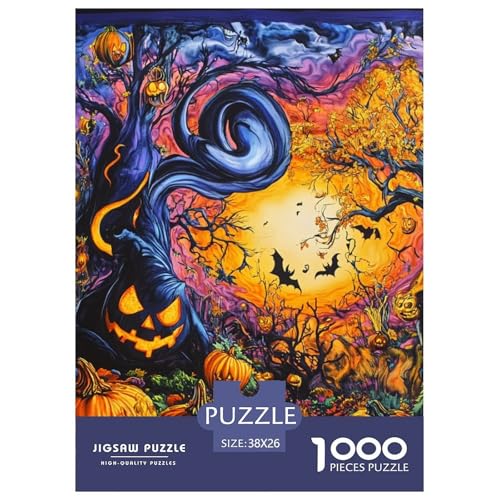 Halloween Dorf 1000 Teile Puzzles Puzzlespiele EIN Herausforderndes Für Erwachsene Und Kinder Ab 12 Jahren Tolle Geschenkidee 38x26cm/1000pcs von ZXOAWQX