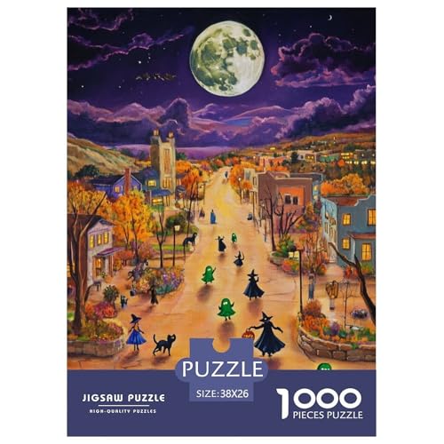 Halloween Dorf 1000 Teile Puzzles Puzzlespiele Lernspiel Herausforderung Spielzeug Für Die Ganze Familie Tolle Geschenkidee 38x26cm/1000pcs von ZXOAWQX