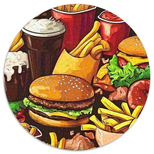 Hamburger 1000 Teile Rundes Puzzle Stressabbau Geschenk Unmögliches Spiel Für Die Ganze Familie 1000pcs (67.5x67.5cm) von ZXOAWQX