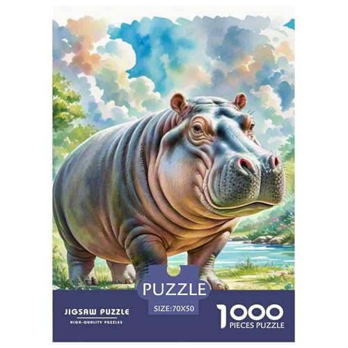 Hippopotamus 1000 Teile Puzzles Dekoration Lernspiel Herausforderung Spielzeug Für Erwachsene Tolle Geschenkidee 70x50cm/1000pcs von ZXOAWQX