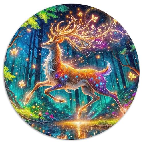 Hirsch 1000 Teile Rundes Puzzle Kreatives Geschenk Puzzlespiele Für Die Ganze Familie 1000pcs (67.5x67.5cm) von ZXOAWQX