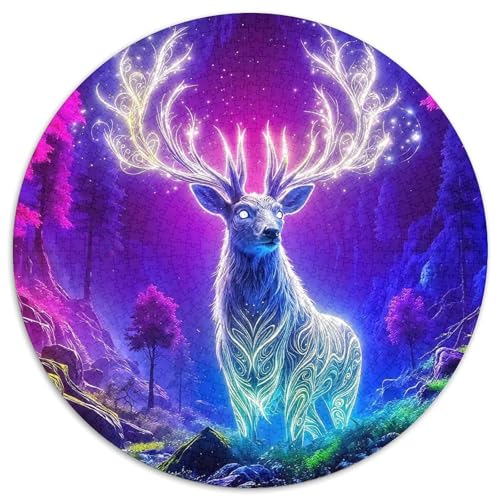 Hirsch 1000 Teile Rundes Puzzle Kreatives Geschenk Unmögliches Spiel Für Die Ganze Familie 1000pcs (67.5x67.5cm) von ZXOAWQX