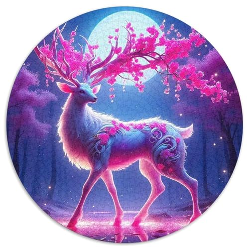 Hirsch 1000 Teile Rundes Puzzle Kreatives Geschenk Unmögliches Spiel Für Die Ganze Familie 1000pcs (67.5x67.5cm) von ZXOAWQX