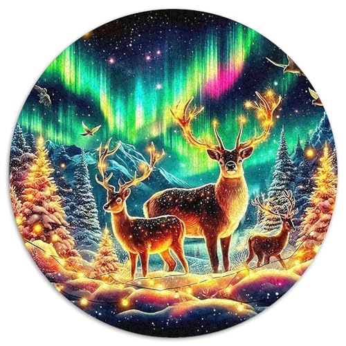 Hirsch 1000 Teile Rundes Puzzle Kreatives Geschenk Unmögliches Spiel Für Die Ganze Familie 1000pcs (67.5x67.5cm) von ZXOAWQX