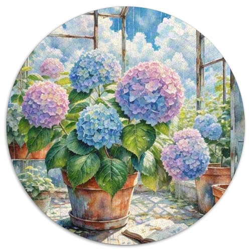 Hydrangee Makrophylle 1000 Teile Rundes Puzzle Stressabbau Blumen Geschenk EIN Herausforderndes Für Erwachsene Und Kinder 1000pcs (67.5x67.5cm) von ZXOAWQX
