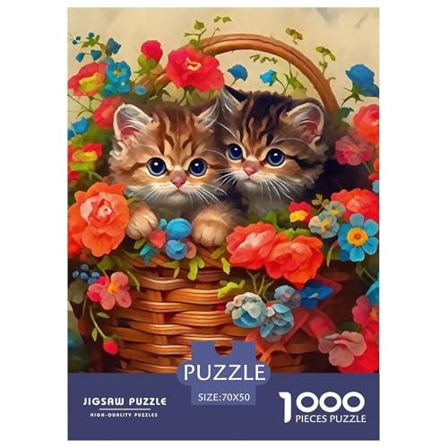 Katze 1000 Teile Puzzles niedlich Haustier Classic Lernspiel Herausforderung Spielzeug Für Erwachsene Tolle Geschenkidee 70x50cm/1000pcs von ZXOAWQX