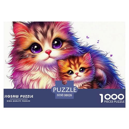 Katze 1000 Teile Puzzles niedlich Haustier Clevere Klassisches Lernspiel Für Erwachsene Tolle Geschenkidee 38x26cm/1000pcs von ZXOAWQX