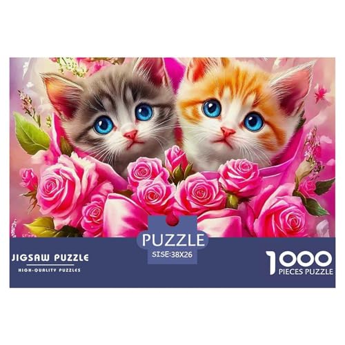 Katze 1000 Teile Puzzles niedlich Haustier Clevere Kreative Unterhaltung Für Erwachsene Tolle Geschenkidee 38x26cm/1000pcs von ZXOAWQX