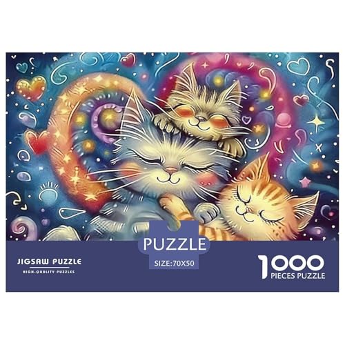 Katze 1000 Teile Puzzles niedlich Haustier Clevere Lernspiel Herausforderung Spielzeug Für Die Ganze Familie Tolle Geschenkidee 70x50cm/1000pcs von ZXOAWQX