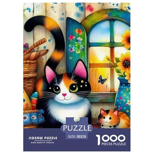 Katze 1000 Teile Puzzles niedlich Haustier Dekoration EIN Herausforderndes Für Erwachsene Und Kinder Ab 12 Jahren Tolle Geschenkidee 38x26cm/1000pcs von ZXOAWQX