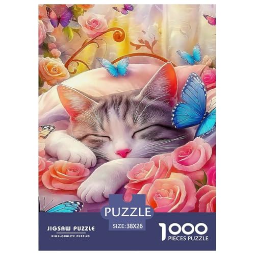 Katze 1000 Teile Puzzles niedlich Haustier Dekoration Unmögliche Herausforderung Für Erwachsene Tolle Geschenkidee 38x26cm/1000pcs von ZXOAWQX