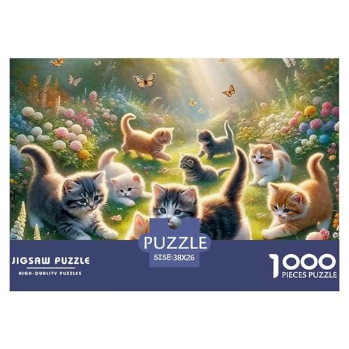 Katze 1000 Teile Puzzles niedlich Haustier Puzzlespiele Klassisches Lernspiel Für Erwachsene Tolle Geschenkidee 38x26cm/1000pcs von ZXOAWQX