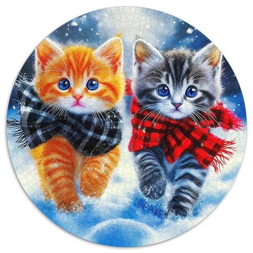 Katze 1000 Teile Rundes Puzzle Kreatives niedlich Haustier Geschenk EIN Herausforderndes Für Erwachsene Und Kinder 1000pcs (67.5x67.5cm) von ZXOAWQX