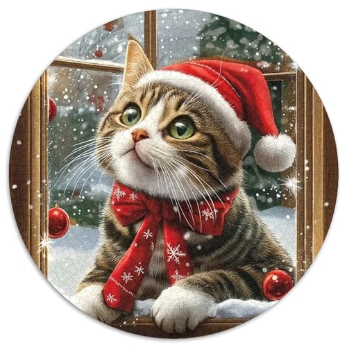Katze 1000 Teile Rundes Puzzle Kreatives niedlich Haustier Geschenk Erwachsene Anspruchsvoll Für Die Ganze Familie 1000pcs (67.5x67.5cm) von ZXOAWQX