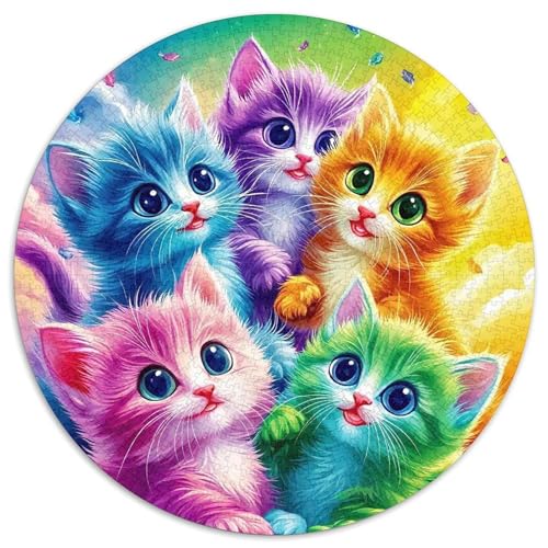 Katze 1000 Teile Rundes Puzzle Stressabbau niedlich Haustier Jigsaw Geschenk Erwachsene Anspruchsvoll Für Die Ganze Familie 1000pcs (67.5x67.5cm) von ZXOAWQX
