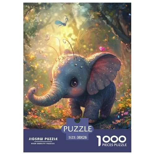 Kleiner Elefant 1000 Teile Puzzles Puzzlespiele Lernspiel Herausforderung Spielzeug Für Erwachsene Und Kinder Ab 12 Jahren Tolle Geschenkidee 38x26cm/1000pcs von ZXOAWQX