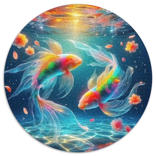 Koi Fisch 1000 Teile Round Puzzle Kreatives Geschenk EIN Herausforderndes Für Die Ganze Familie 1000pcs (67.5x67.5cm) von ZXOAWQX