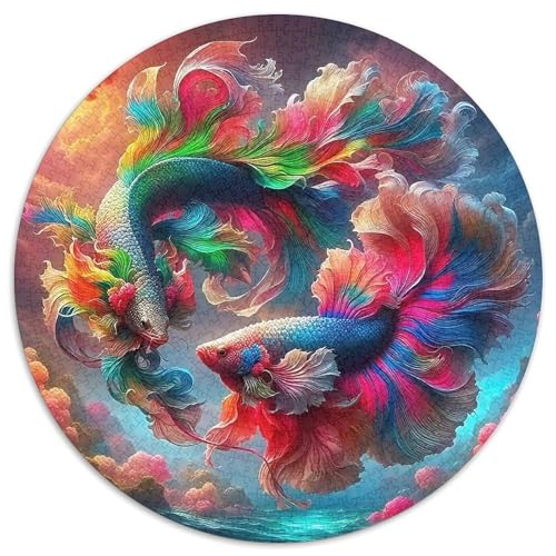 Koi Fisch 1000 Teile Rundes Puzzle Kreatives Geschenk Anspruchsvoll Für Erwachsene Und Kinder 1000pcs (67.5x67.5cm) von ZXOAWQX