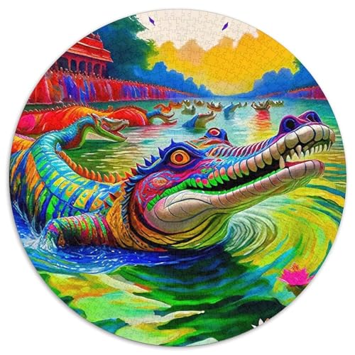 Krokodil 1000 Teile Rundes Puzzle Kreatives Geschenk Unmögliches Spiel Für Die Ganze Familie 1000pcs (67.5x67.5cm) von ZXOAWQX
