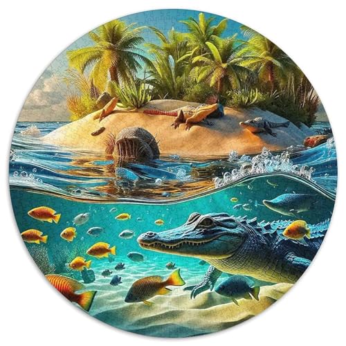 Krokodil 1000 Teile Rundes Puzzle Stressabbau Geschenk Puzzlespiele Für Erwachsene Und Kinder 1000pcs (67.5x67.5cm) von ZXOAWQX