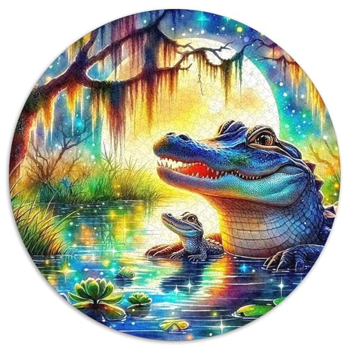 Krokodil 1000 Teile Rundes Puzzle Stressabbau Geschenk Unmögliches Spiel Für Erwachsene Und Kinder 1000pcs (67.5x67.5cm) von ZXOAWQX